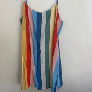 REFORMATION multi colored, rainbow, slip dress, size 8 runs small